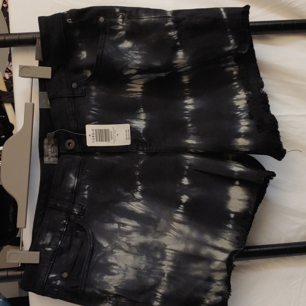 Torrid Black and White Tie-Dye Jean Shorts